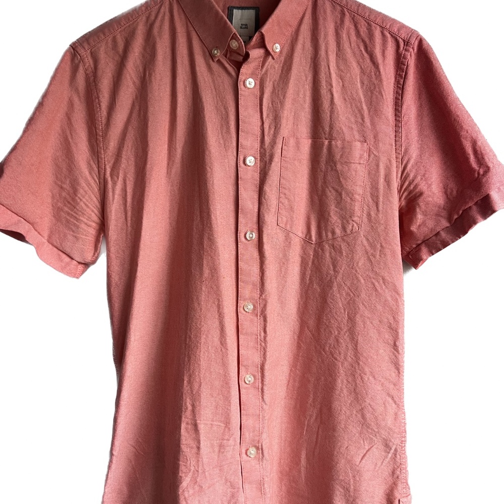 River Island Mens Medium Salmon Casual Button Down Shirt